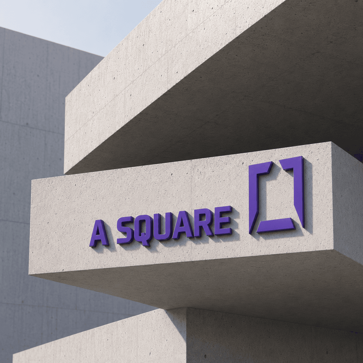 Concrete venue structure with the A Square mark